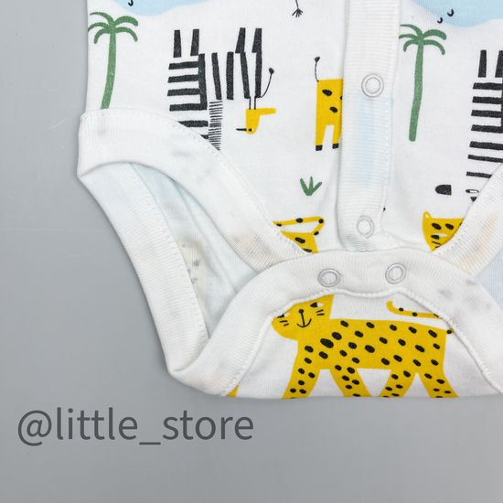 Боди хлопковое "Веселое сафари" сахар (короткий рукав)