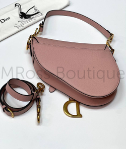 Розовая сумка седло Dior Saddle