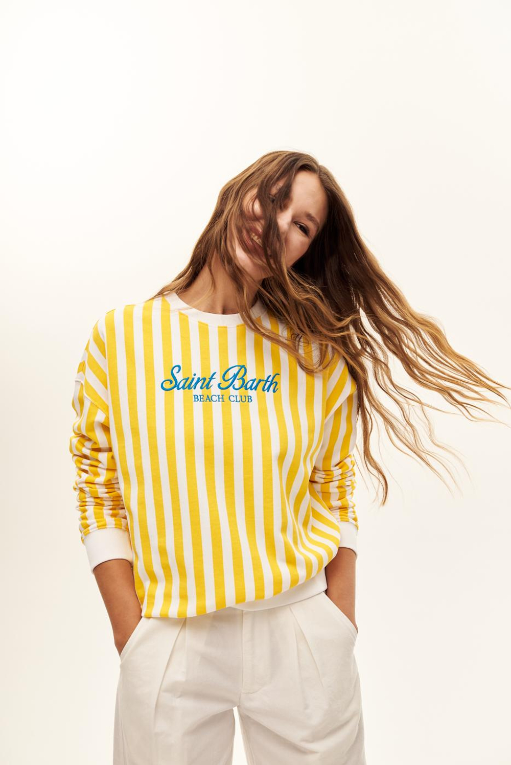 Свитшот Saint Barth stardust бело-зеленая полоска(оригинальный цвет в бело-зеленую полоску)