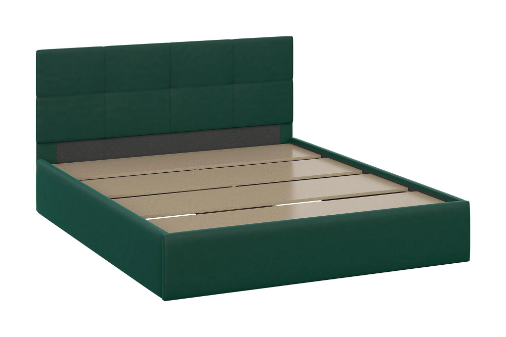 Кровать Лондон, спальное место 160х200, обивка велюр зеленый, лдсп