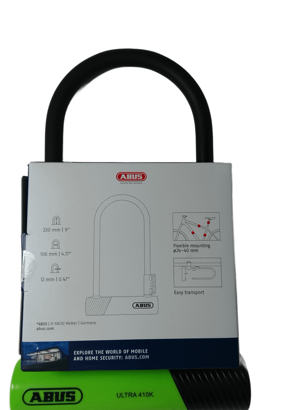 Замок ABUS U образный 410K/170HB230 зеленый SH Ultra