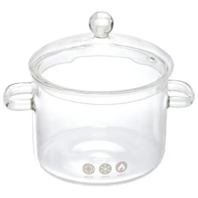 Кастрюля из боросиликатного стекла 1,9л «Хай-Тек» со стеклянными ручками