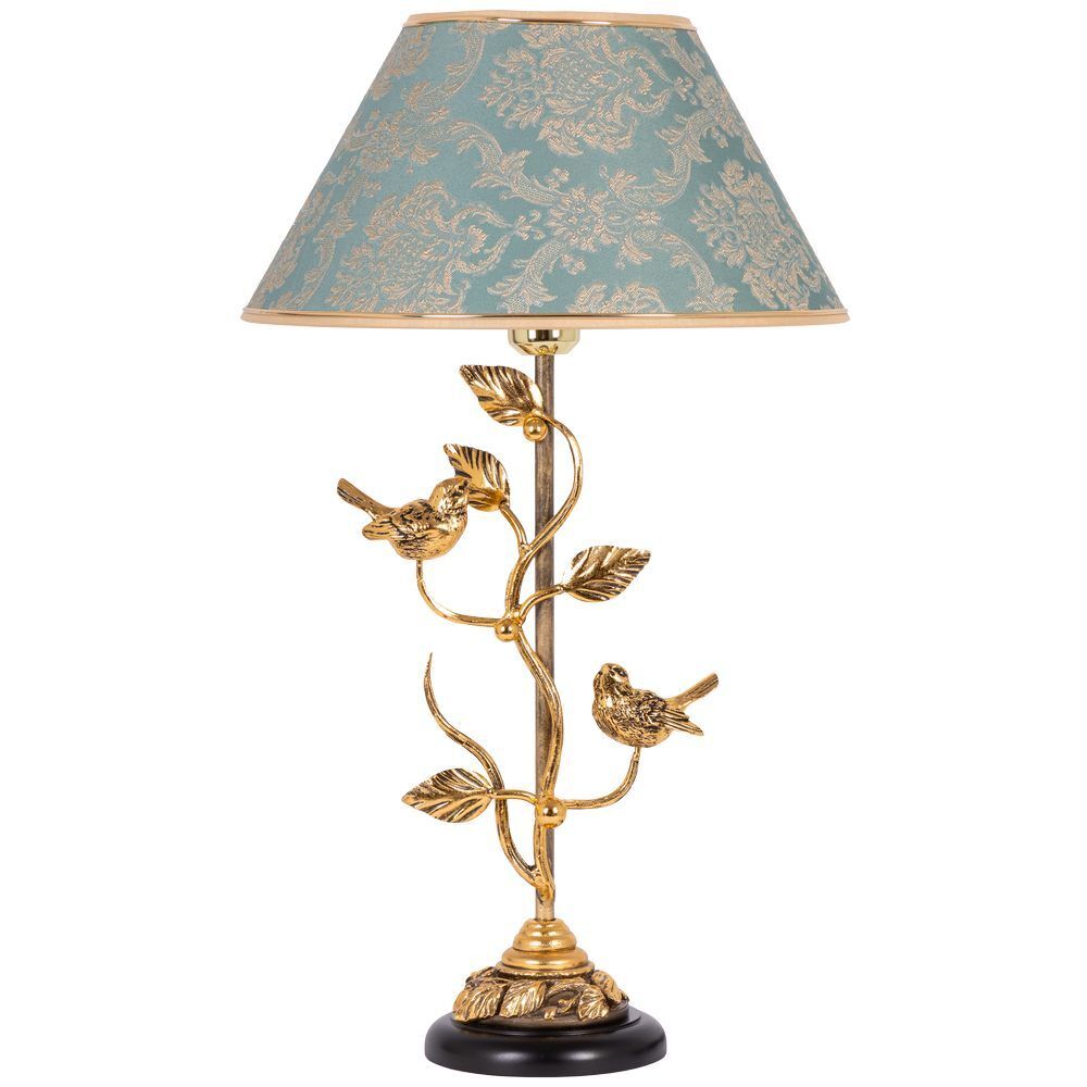 Настольная лампа Терра Spring Бронза с абажуром №38 Vatican (Ватикан) Аквамарин