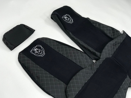 Чехлы модельные стеганные кожа + аликанте вышивка SCANIA R/P/G MIX 2004-2014 г. S22 Польша CLASSIC