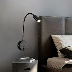 Настенный светильник бра на гибкой ножке для чтения, прикроватная настенная лампа, Max-Intro
