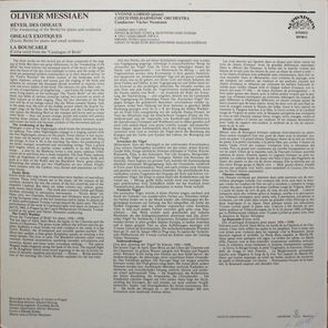 Yvonne Loriod / Messiaen: Oiseaux Exotiques, Reveil Des Oiseaux, La Bouscarle (LP)