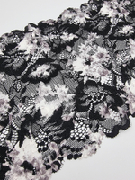 Кружево эластичное чёрный/белый/серый К629