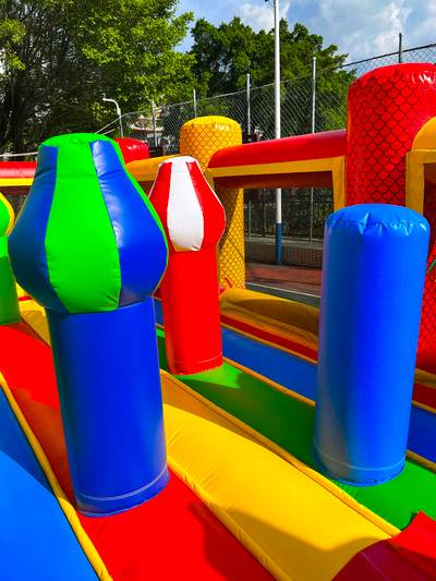 Коммерческий надувной батут «Драконы в тропиках» с механизированной головой, 14*7*7,3 м