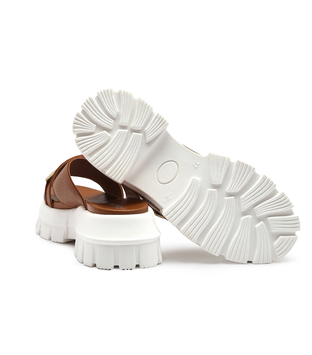 Кожаные шлепанцы Pollini - коричневый(SA28066G1GTD0)