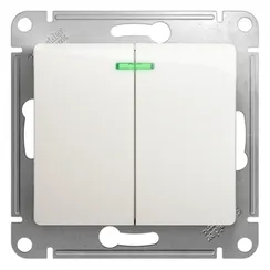 Выключатель 2-кл. СП Glossa 10А IP20 (сх. 5а) 10AX с подсветкой механизм перламутр. SE GSL000653