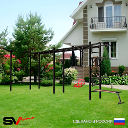 Уличная шведская стенка Sv Sport рукоход х 2 с комплектом турник прямой У54333 (Турник/Брусья/Стойка/Скамья/Со спинкой/Кронш бокс)