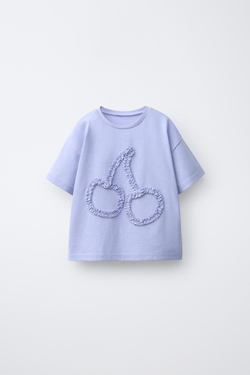 ZARA ФУТБОЛКА С ВОЛНИСТЫМ ПРИНТОМ, ЛАВАНДОВО-СИНИЙ