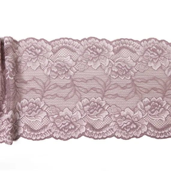 Кружево эластичное пудрово-серое 17 см, Китай