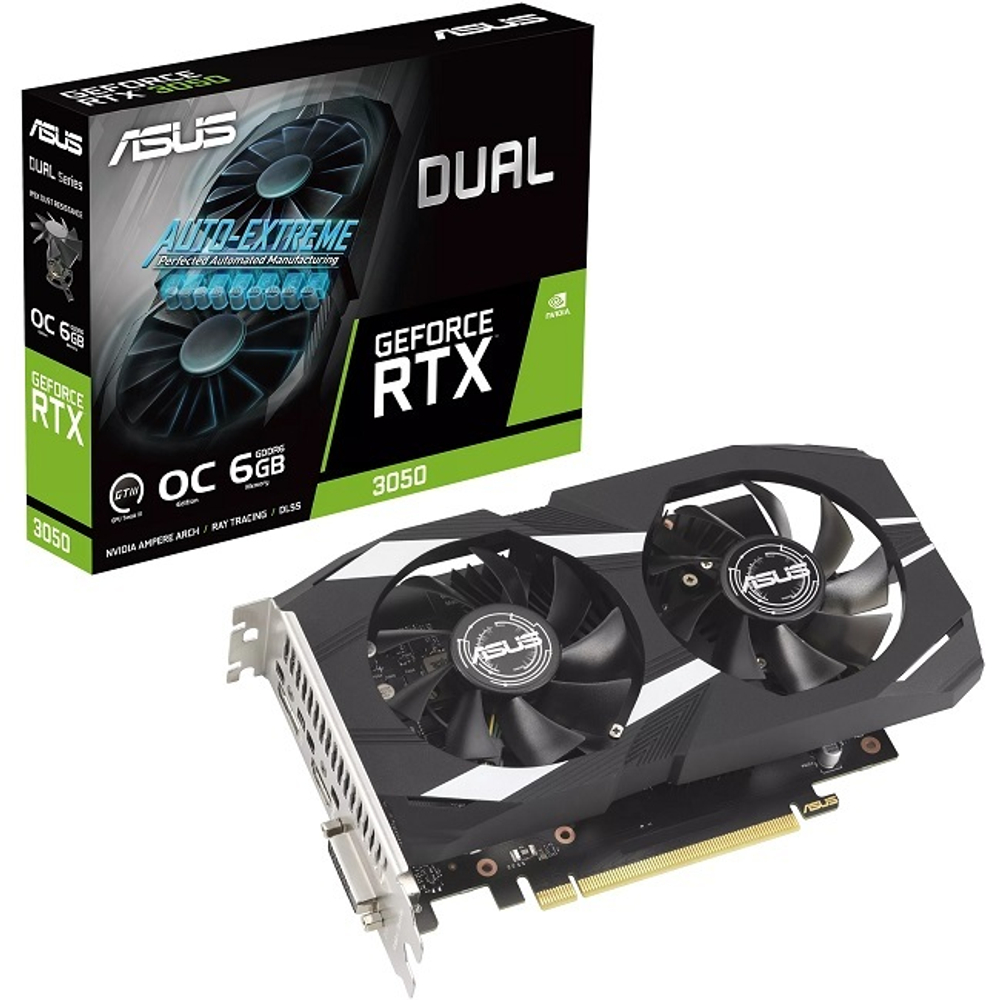 Видеокарта ASUS GeForce RTX 3050 DUAL OC 6GB (DUAL-RTX3050-O6G), (90YV0K60-M0NA00)