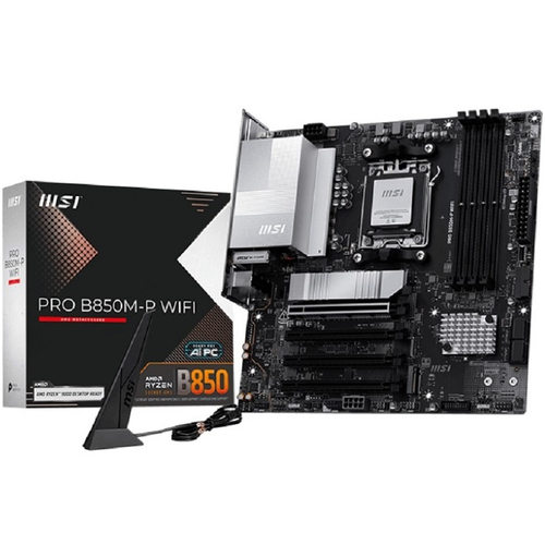 Материнская плата MSI PRO B850M-P WIFI (AM5/AMD B850/4xDDR5/4xPCI-Ex16/3xM.2/SB7.1/Wi-Fi/BT/GLAN/HDMI/mATX)