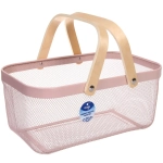 Корзина для хранения металлическая с деревянными ручками «ФАРГО», цвет пудровый, 19*24,5*40см (лейбл Селфи)