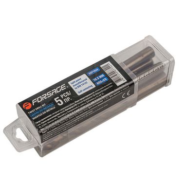 Сверло по металлу 10.5мм HSS+Co(5шт), в пластиковом футляре Forsage F-DSP105H