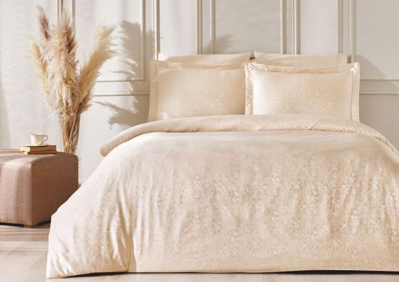 Постельное белье ALISA бежевый жаккард deluxe TIVOLYO HOME Турция