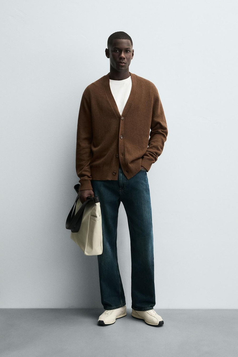 ZARA КАРДИГАН ИЗ ХЛОПКА И КАШЕМИРА, КАРАМЕЛЬНЫЙ