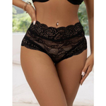 Трусики на высокой посадке с завязками, черные, 3XL-4XL