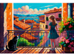 Алмазная мозаика 30х40см. "Летний балкон" с полн.заполнен.на подрам. (30 цв.) (Арт. НД-0340)