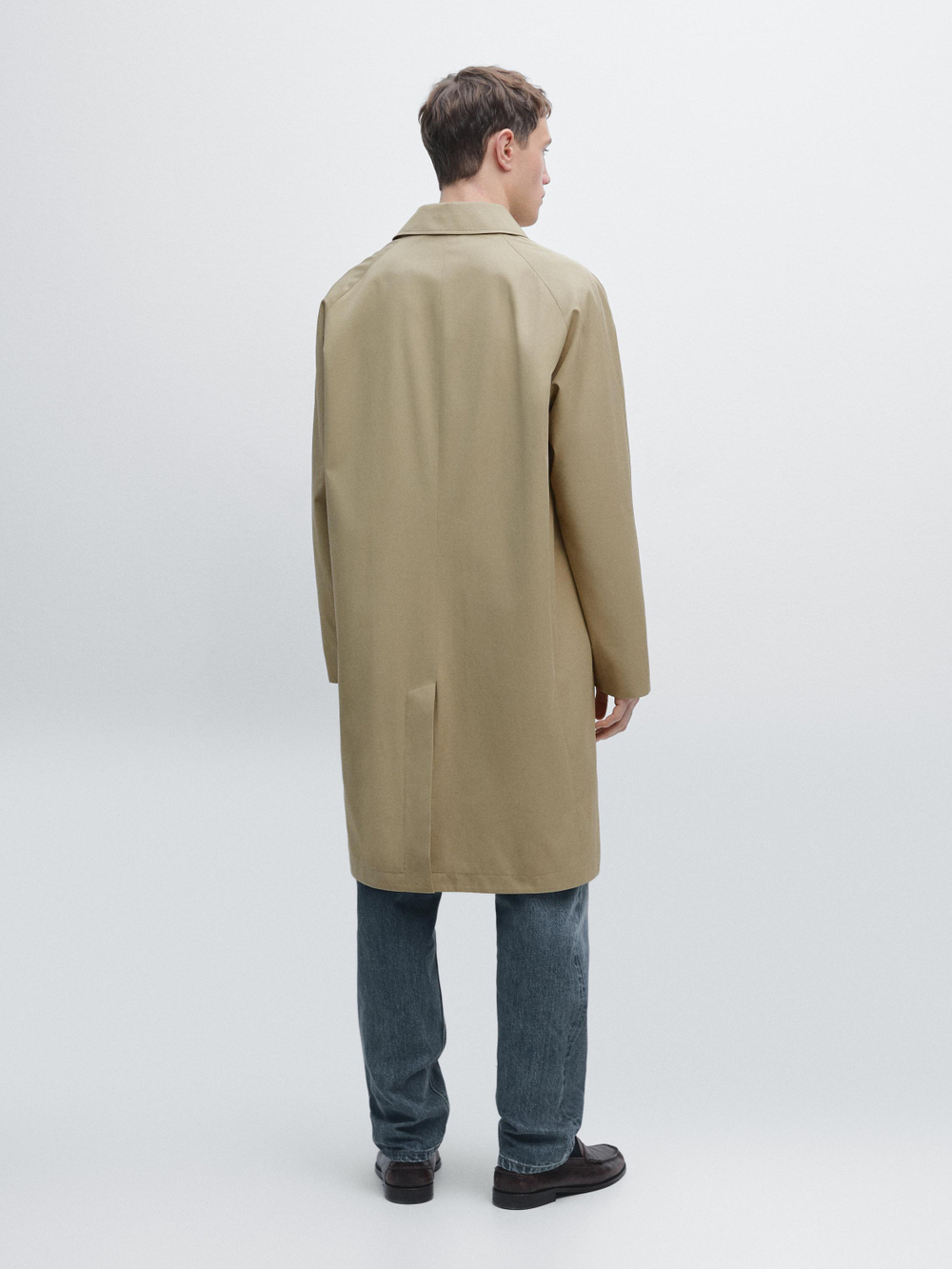 Massimo Dutti Тренч из легкого хлопка, бежевый