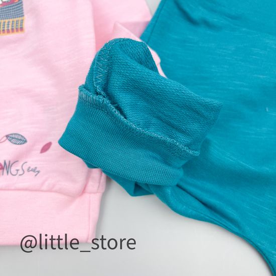 Комплект из футера Розовый/бирюза