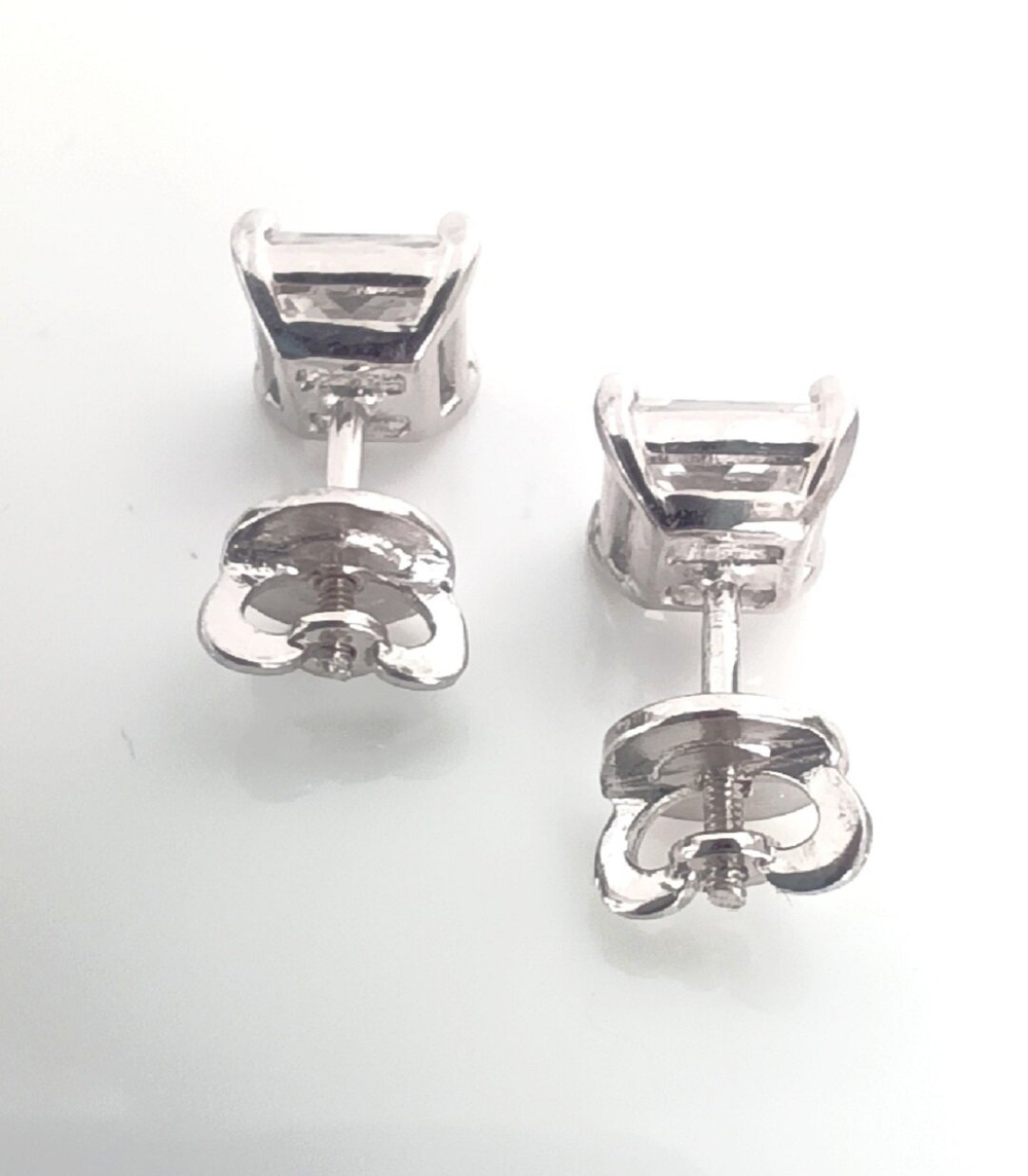 Серьги пусеты Эстерелла, серебро 925 пробы, фианит, родирование/Ф