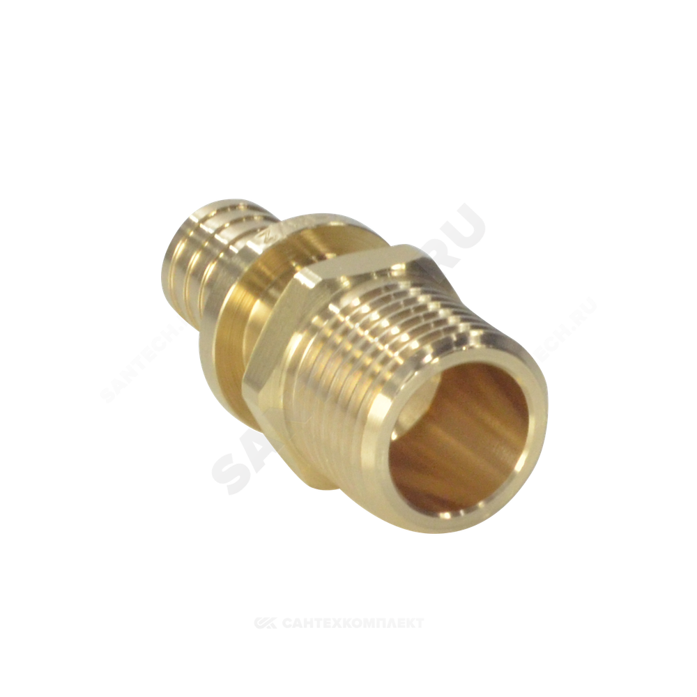 Муфта для PE-X труб аксиальная латунь Дн 16х1/2" НР РОС