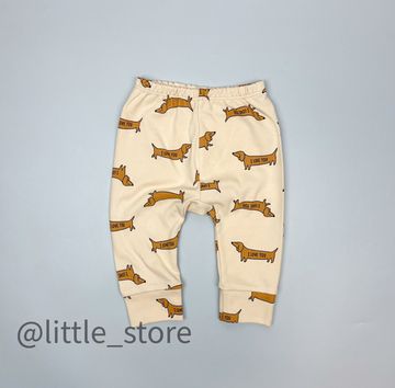 Штанишки хлопковые "Таксы" песочно-бежевые
