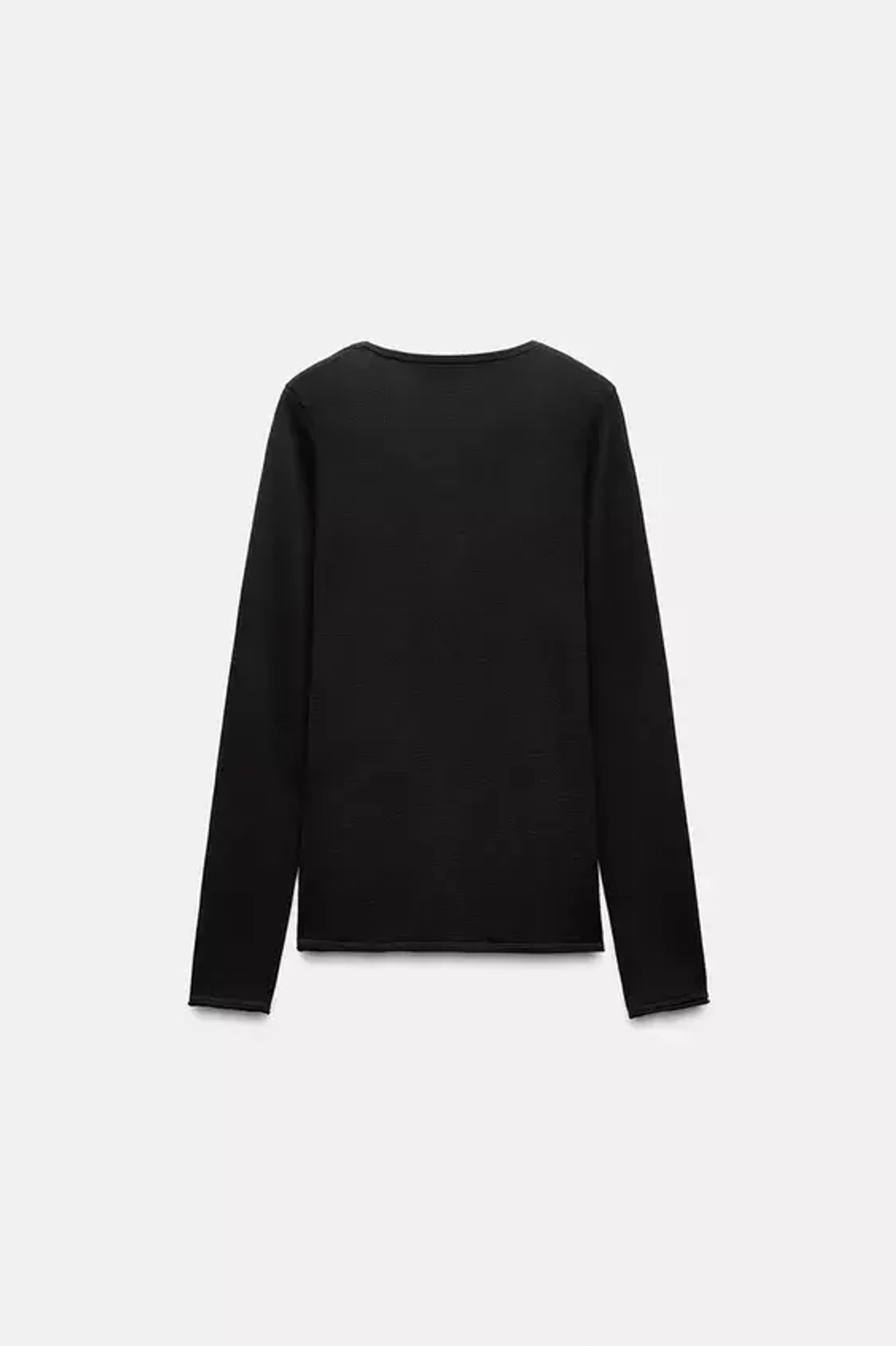 ZARA ОДНОТОННЫЙ ТРИКОТАЖНЫЙ ТОП, ЧЕРНЫЙ