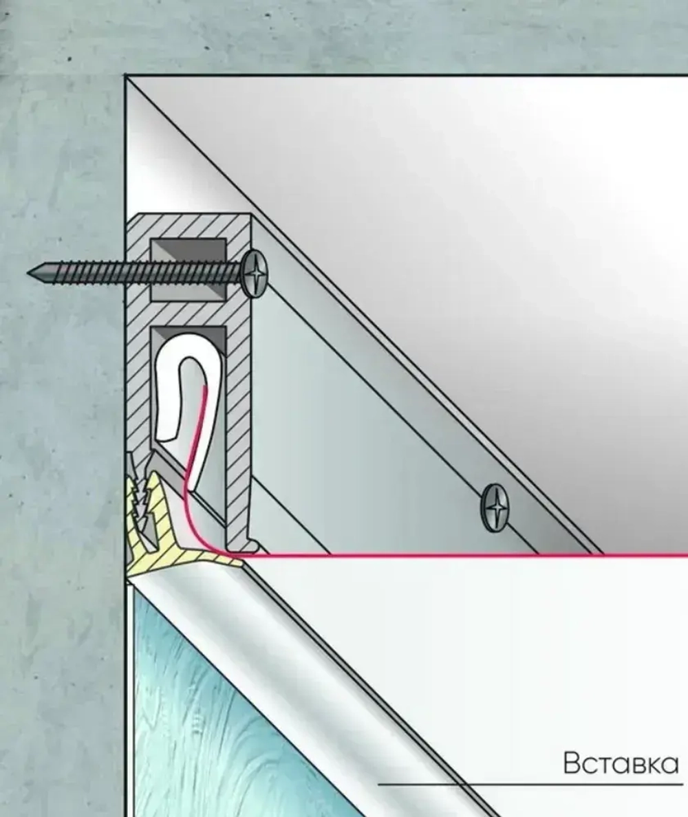 Вставка заглушка для натяжного потолка, 20 м, белая / плинтус ленточный для маскировки стыков в ванной, кухне и комнате