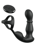 Черный вибростимулятор простаты с кольцом Ass-gasm Slide & Glide (Цвет: черный)