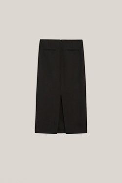 Massimo Dutti Прямая юбка миди - Limited Edition, черный