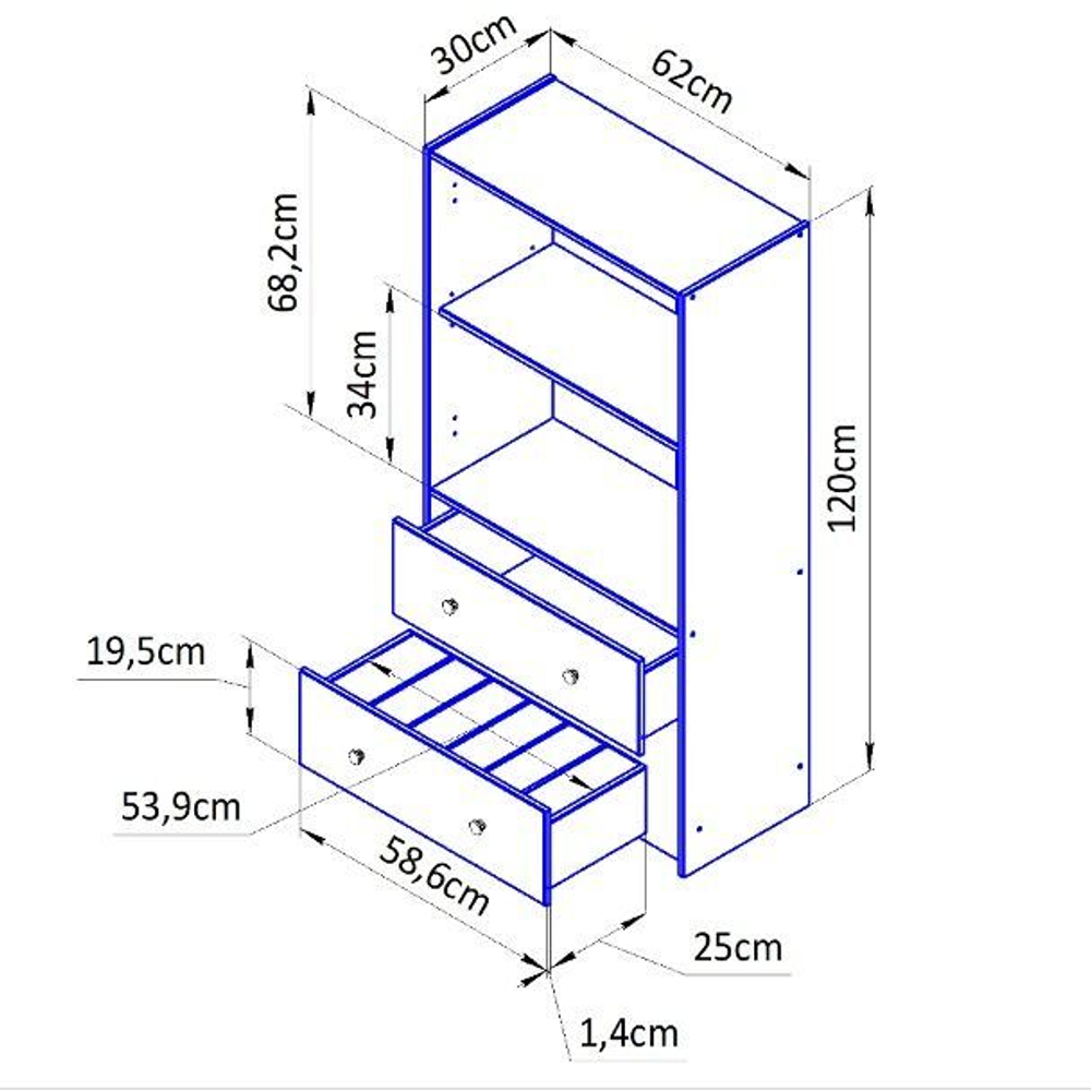 Комод Раст 2 двери 2 ящика, с органайзером, из сосны, в лаке