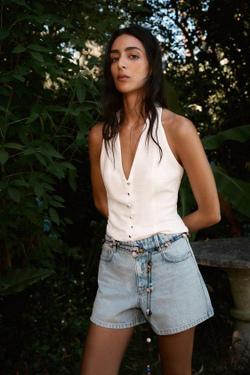 ZARА ШОРТЫ Z1975 MOM FIT С ВЫСОКОЙ ПОСАДКОЙ, ГОЛУБОЙ