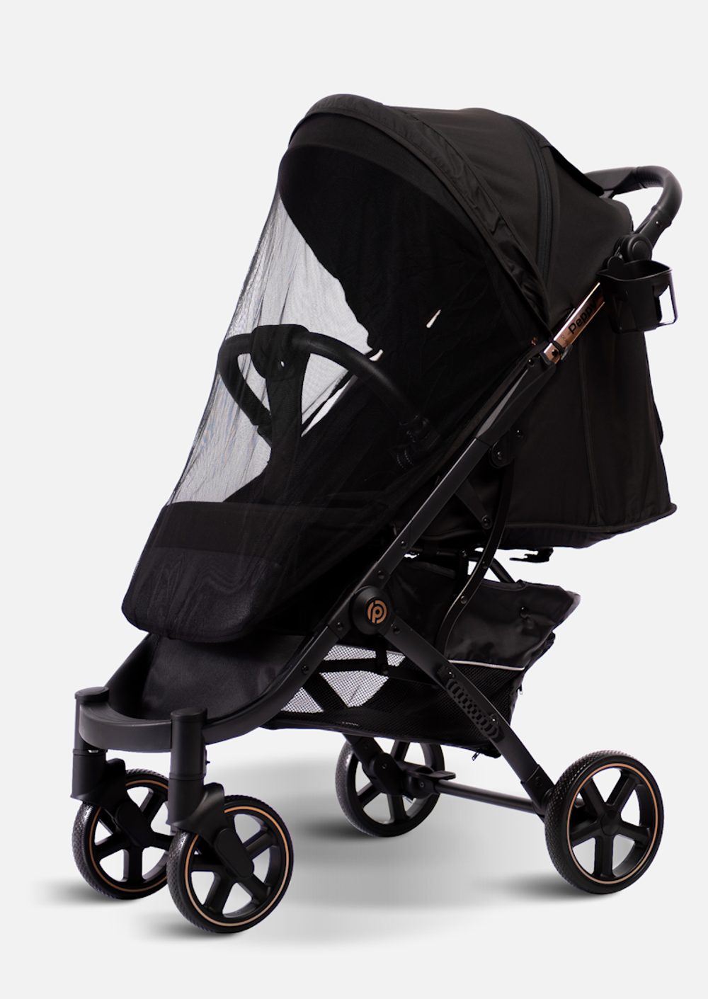 Peppy Коляска прогулочная Polo 2.0 (rose black) хром рама, сумка