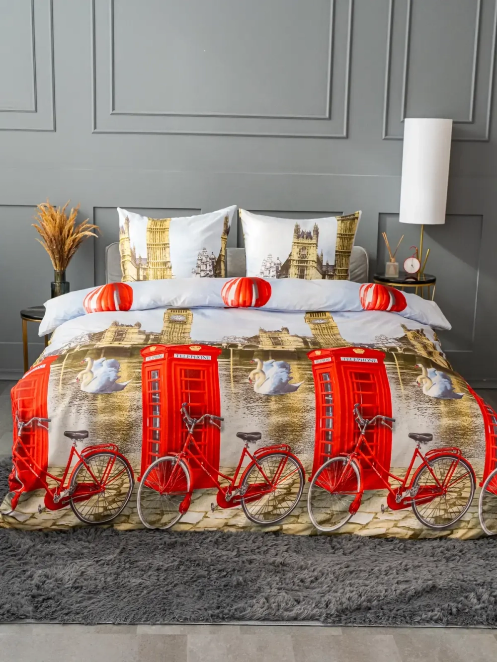 Постельное белье Евро полисатин Павлайн Лондон (Биг бен)