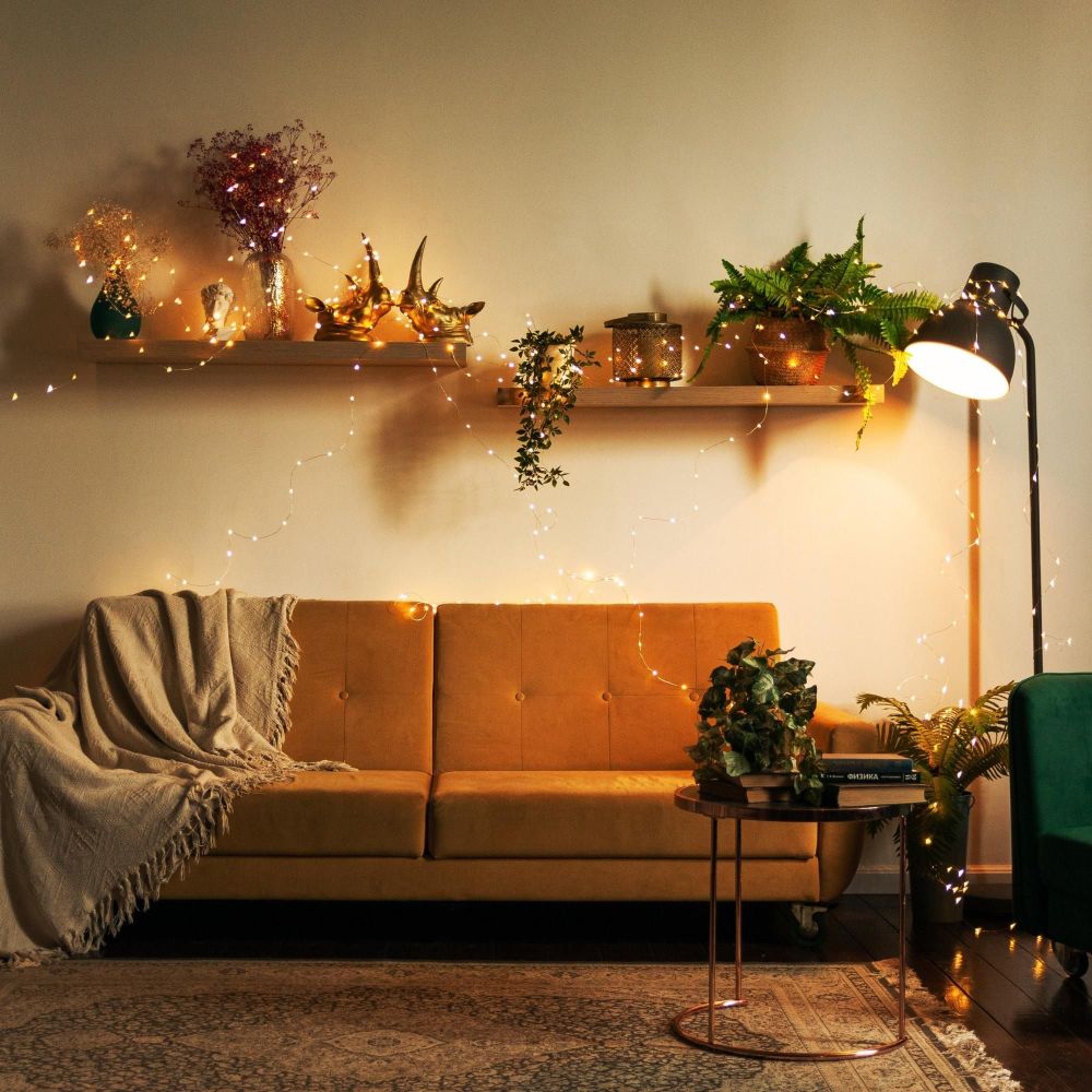 ULD-S10000-1000-DTA-RC WARM WHITE IP44 DEW Гирлянда светодиодная Роса. 100м. 1000 светодиодов. Теплый белый свет. Пульт ДУ в-к. Провод прозрачный. ТМ Uniel