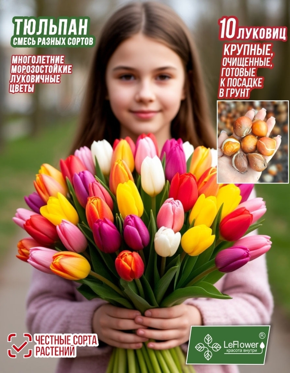 Луковичные цветы тюльпан крупные, 10шт