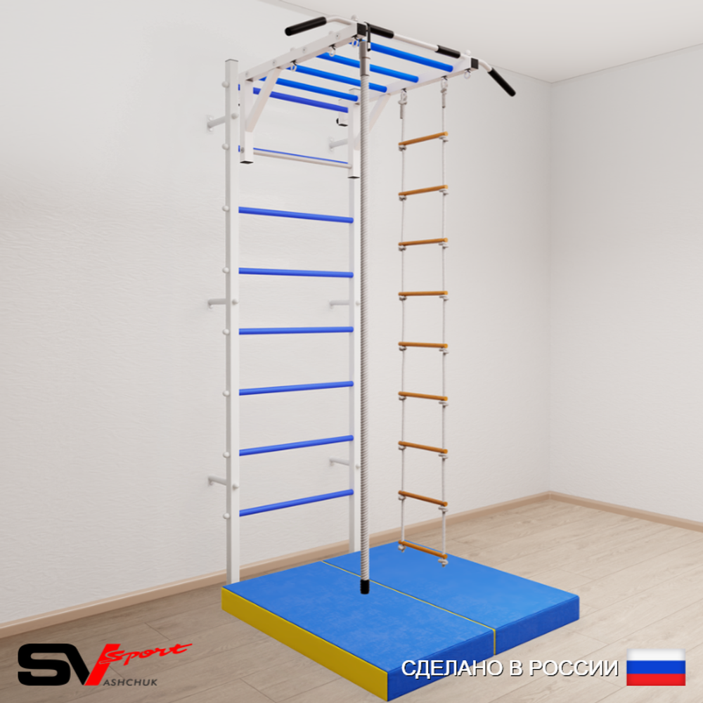 Шведская стенка Sv Sport 5344 (Турник рукоход/Канат/Лестница/Мат 1м)