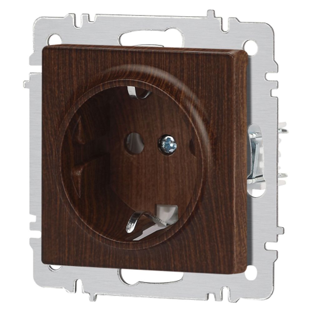 Розетка Intro Accent 6-202-10 2P+E Schuko 16А-250В IP20 СУ AL/CU венге