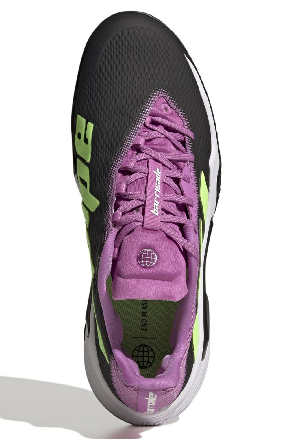 Мужские кроссовки теннисные Adidas Adizero Barricade M - carbon/signal green/pulse lilac