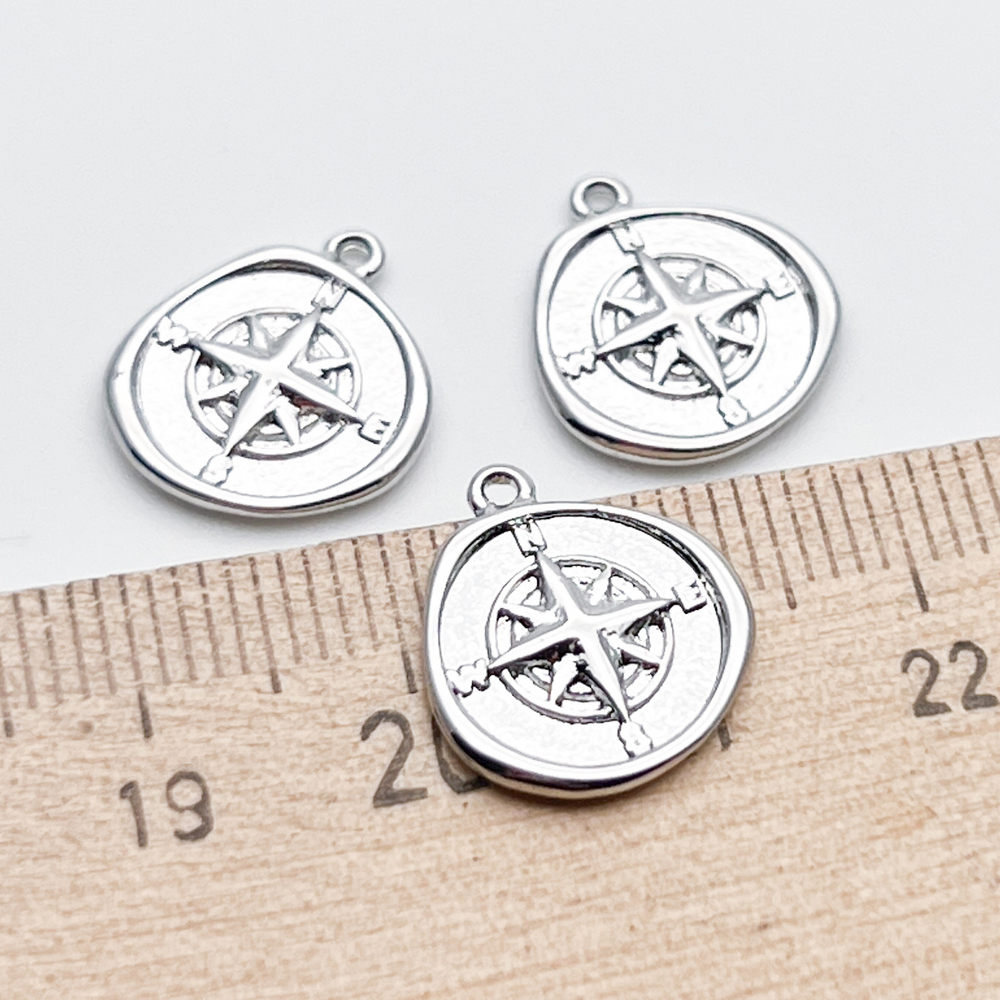 Подвеска Роза ветров, цвет серебро, размер 15*13 мм, цена за 1 шт