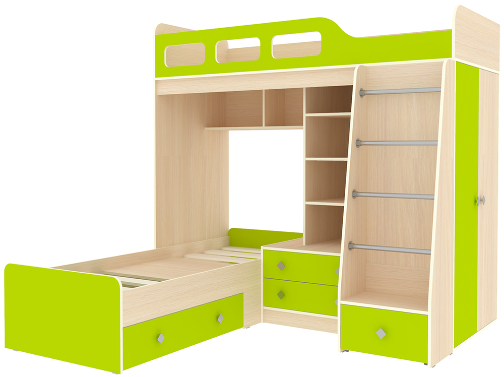 Двухъярусная кровать КарИВи Астра 4  Дуб Молочный Лайм