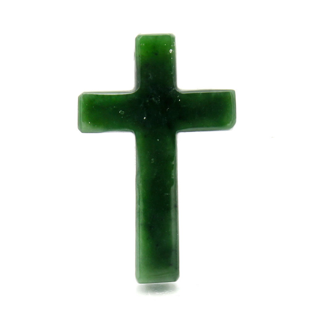 Кулон "Крест" нефрит зеленый