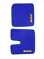 Ковры MAN TGX с 1-м ящиком (автомат) (экокожа, синий, синий кант, желтая вышивка)