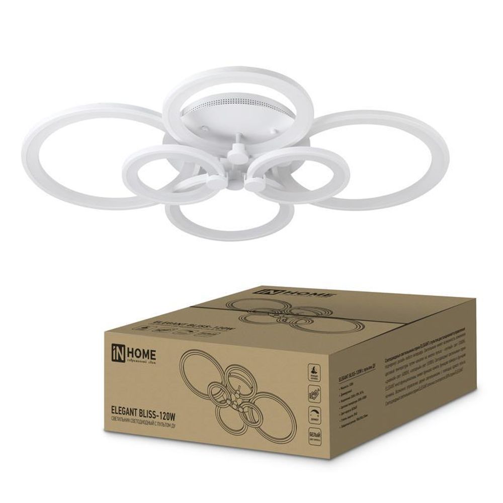 Светильник светодиодный ELEGANT BLISS-120W 120Вт 3000-4000-6500К 8400лм 230В 780х550х130мм с пультом ДУ IN HOME 4690612035468 Светильник светодиодный ELEGANT BLISS-120W 120Вт 3000-4000-6500К 8400лм 230В 780х550х130мм с пультом ДУ IN HOME 4690612035468