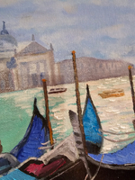 Картина авторская маслом на холсте 33х46 см на стену для интерьера "Венецианские гондолы"
