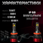 Светодиодные лампы H11, диодные лампы H11 led, 5500к